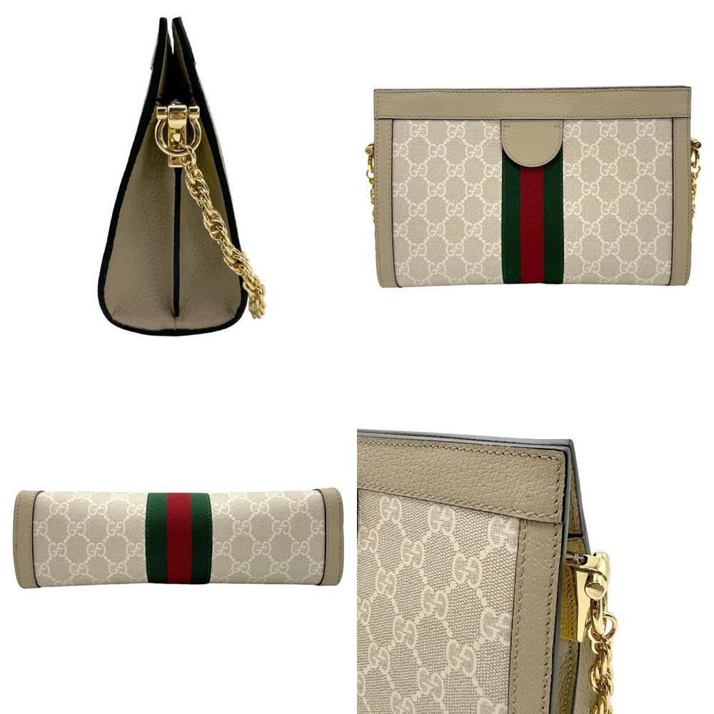 Gucci Ophidia Gray Bag Gold Leather Shoulder Metal Gray Gold